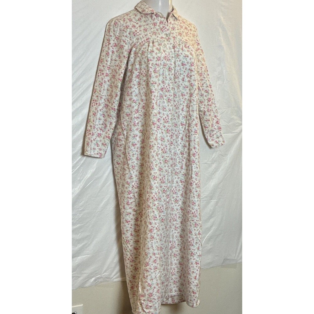 Vtg 70s Sears Roebuck Cotton Flannel Nightgown Floral Grannycore Cottagecore M